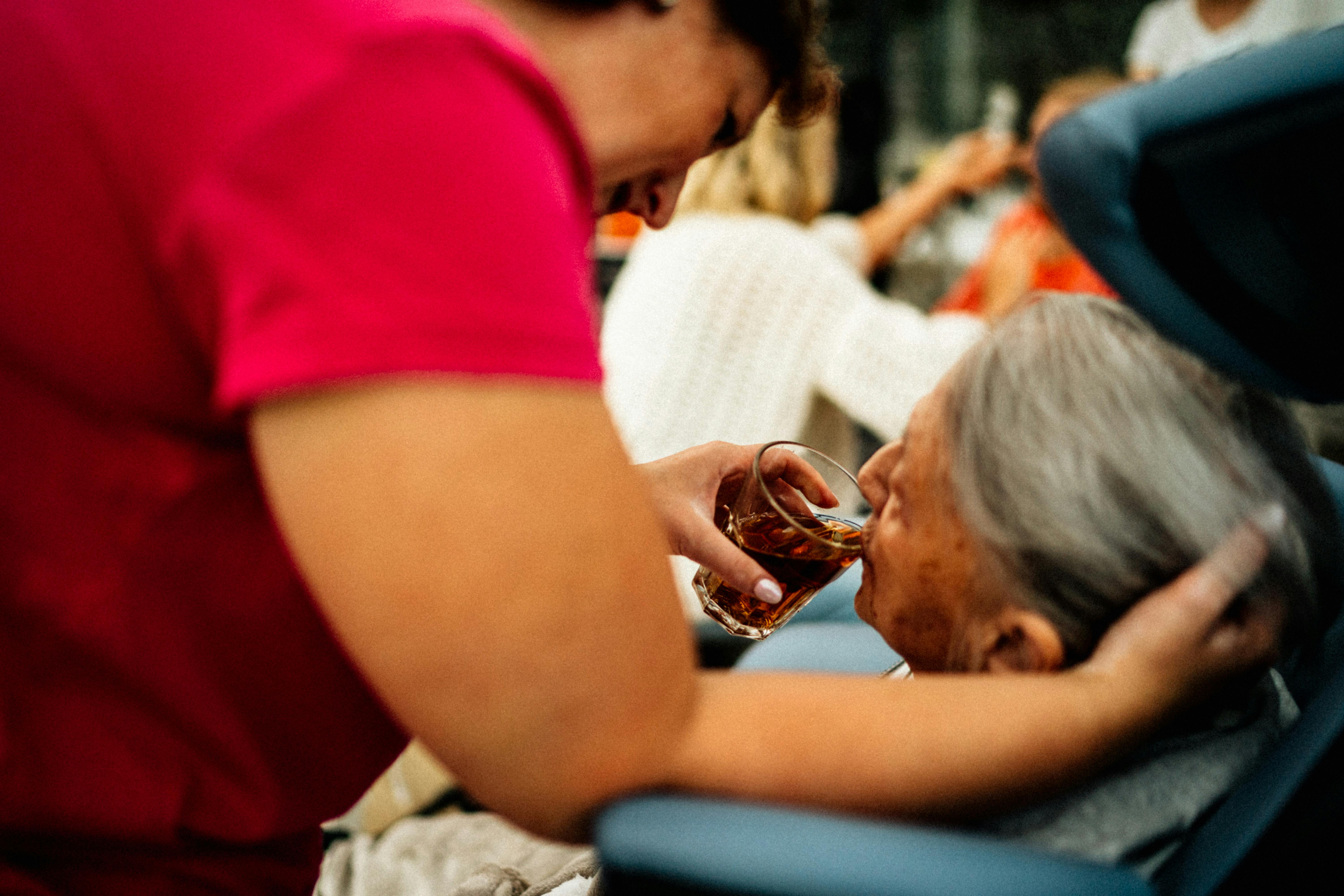 Caregiver supporting senior